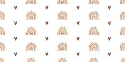 cute childish seamless pattern with boho rainbows, fairy wallart, textile vector