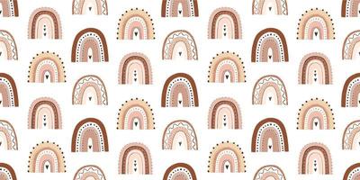 cute childish seamless pattern with boho rainbows, fairy wallart, textile vector