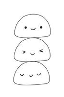 Traditional Japanese rice dessert Mochi characters isolated on white background. vector