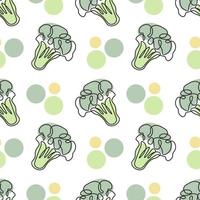 Seamless pattern of vegetables, linear abstract broccoli with pastel colors on a white background. Background, print, textile, vector