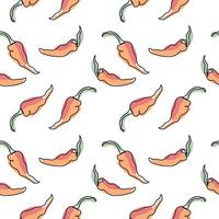 Seamless pattern of vegetables, linear chili peppers with pastel colors on a white background. Background, print, textile, vector