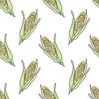 Seamless pattern of vegetables, linear sweet corn cobs with pastel colors on a white background. Background, print, textile, vector