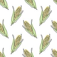 Seamless pattern of vegetables, linear sweet corn cobs with pastel colors on a white background. Background, print, textile, vector