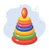 Children's toy pyramid. A colorful pyramid on a background with stars. Illustration, vector