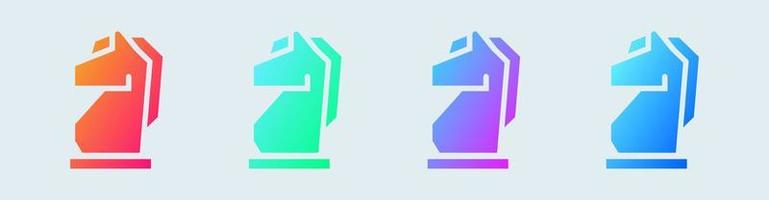 Chess solid icon in gradient colors. Horse signs vector illustration.