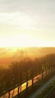 Hazy morning light over green rural landscape video