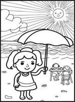 Summer Coloring Pages for kids vector