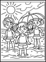 Summer Coloring Pages for kids vector