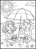 dibujos de verano para colorear para niños vector