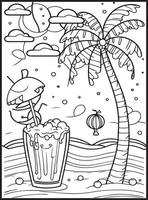 Summer Coloring Pages for kids vector