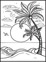 Summer Coloring Pages for kids vector