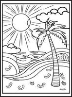 Summer Coloring Pages for kids vector