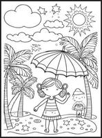 Summer Coloring Pages for kids vector