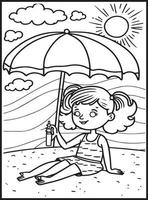 Summer Coloring Pages for kids vector