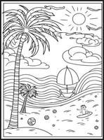 Summer Coloring Pages for kids vector