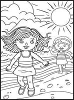 Summer Coloring Pages for kids vector