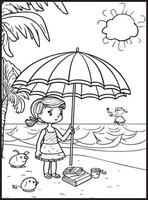 Summer Coloring Pages for kids vector