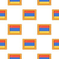Pattern cookie with flag country Armenia in tasty biscuit vector