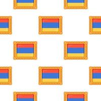 Pattern cookie with flag country Armenia in tasty biscuit vector