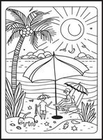 Summer Coloring Pages for kids vector