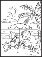 Summer Coloring Pages for kids vector