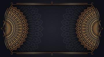 Black background with golden mandala ornament vector