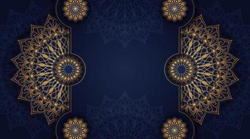 luxury mandala background, blue and gold, design vector