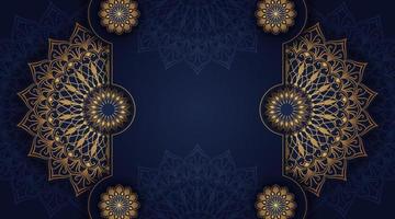 luxury mandala background, blue and gold, design vector