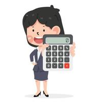 Cute Female entrepreneur with calculator vector