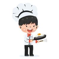 Happy Cute Kid boy In Chef cook vector