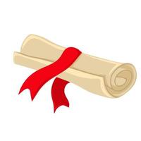 Scroll of paper, certificate or diploma with red ribbon vector