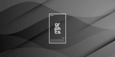 Dark black and gray dynamic abstract vector background with straight shadow, blend wavy line, and simple shapes. Modern creative premium gradient. 3d cover of business design.Eps10 vector