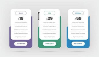 Pricing table ui for web with abstract shape vector