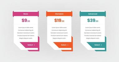 Minimal subscription plan list comparison price table ui template vector