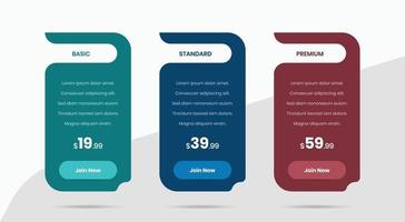 Minimal pricing comparison table ui design vector