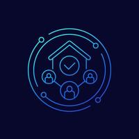 refugee shelter icon, linear design vector
