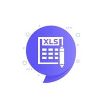 edit xls document icon for web vector