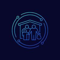 refugee shelter line vector icon