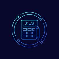 edit XLS document icon, linear design vector