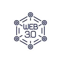 web 3.0 línea icono, descentralizado web vector