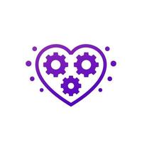 biotechnology vector icon with heart and gears