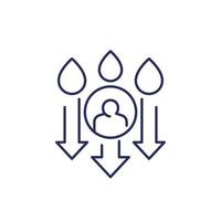 dehydration line icon, low body water vector