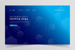 Futuristic digital technology landing page template vector. vector