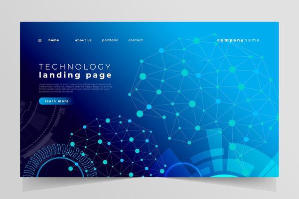 Futuristic digital technology landing page template vector.