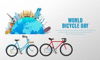 mundo bicicleta día diseño antecedentes vector adecuado para póster, social medios de comunicación, bandera, volantes y fondo