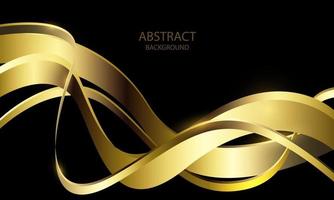 Abstract gold lines wave curve shiny effect on black design modern luxury futuristic background vector