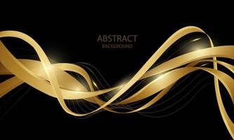 Abstract gold lines wave curve shiny effect on black design modern luxury futuristic background vector