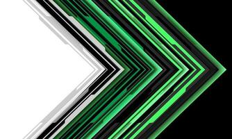 Abstract green black grey arrow cyber circuit pattern direction geometric on white futuristic technology design modern creative background vector