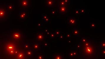 motion glowing particles of red light flying in the dark abstract background. 4k footage video