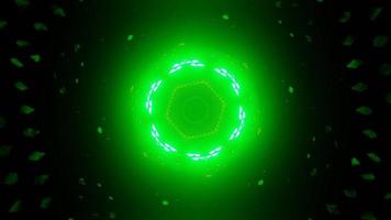 rotating green red cyber sci-fi tunnel with flicker light for music event background. 4k video
